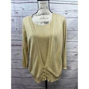 Cathy Daniels size large sparkly tan one‎ piece pullover sweater